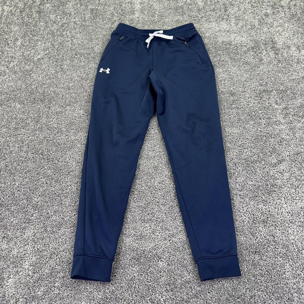 Under Armour Pants Kids L Blue Knit Jogger Zip Pockets Athletic Gym Running